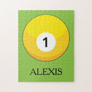 Yellow Billiard Ball Nummer Eins personalisieren Puzzle