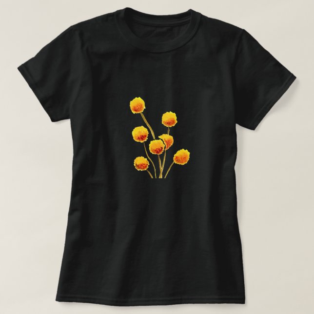 Yellow Billy Button gebürtige australische Blume T-Shirt (Design vorne)