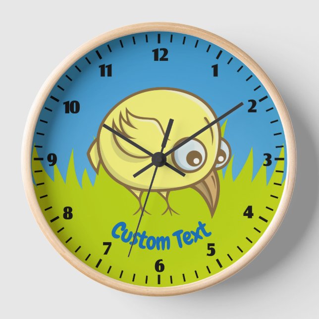 Yellow Bird-Cartoon Uhr (Vorderseite)