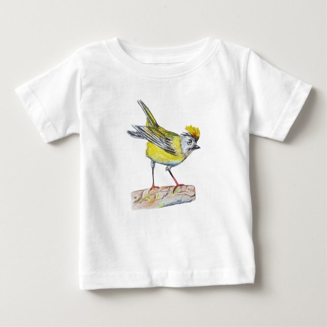 Yellow Bird Zeichnend Baby Fine Jersey T - Shirt, Baby T-shirt (Vorderseite)