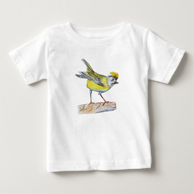 Yellow Bird Zeichnend Baby Fine Jersey T - Shirt, T-shirt (Vorderseite)