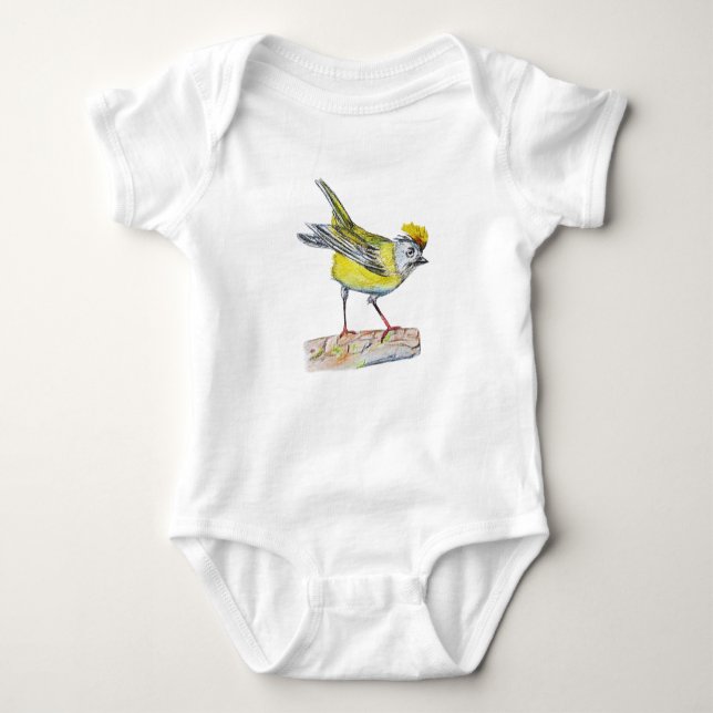 Yellow Bird Zeichnend Baby Jersey Bodysuit Baby Strampler (Vorderseite)
