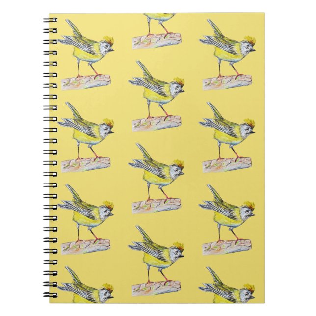 Yellow Bird-Zeichnend Foto-Notebook Notizblock (Vorderseite)