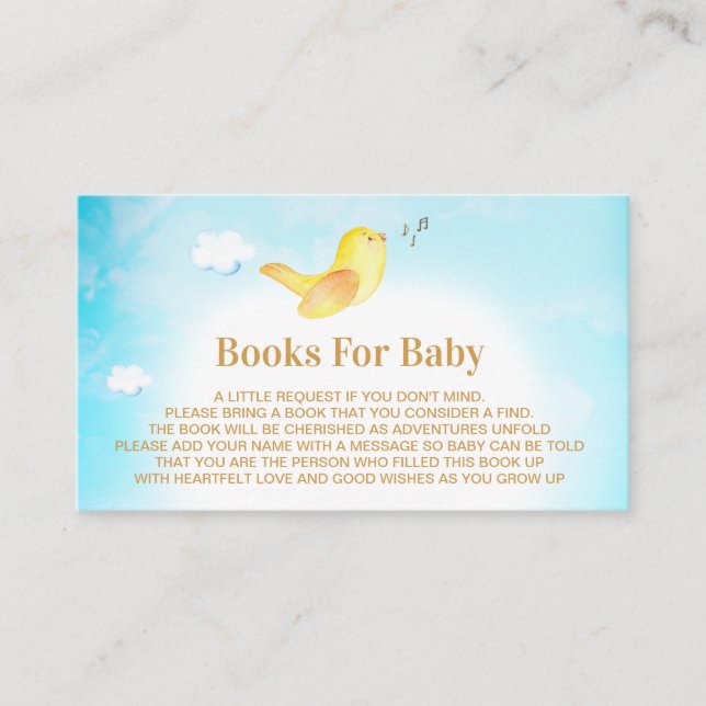 *~* Yellow Birdie Sky Babybücher für Kinder Begleitkarte (Vorderseite)