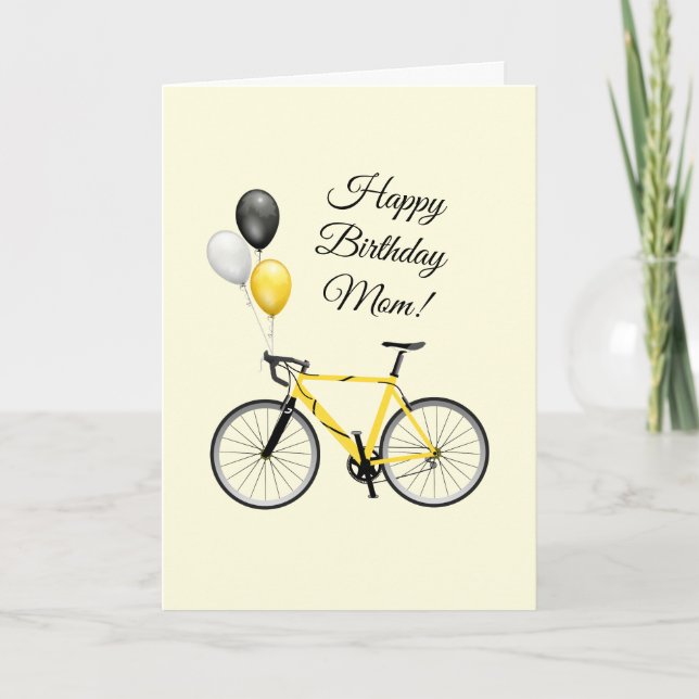 Yellow Birthday Ballon Bicycle Karte (Vorderseite)