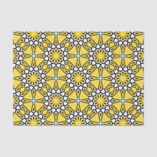 Yellow Black and White Marokkanisches Mosaikmuster Seidenpapier