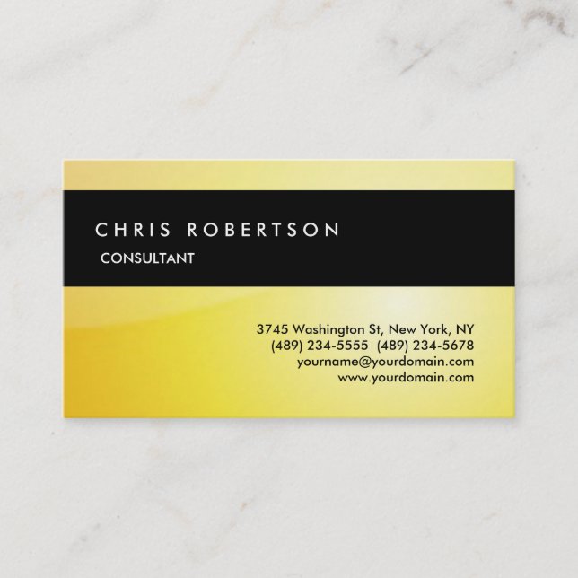 Yellow Black Attractive Charming Business Card Visitenkarte (Vorderseite)
