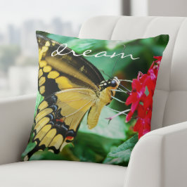 Yellow Black Butterfly Foto Dream Script farbenfro Kissen