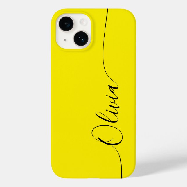 Yellow Black Elegant Calligraphy Script Name Case-Mate iPhone Hülle (Rückseite)