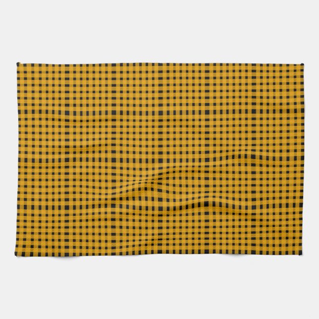 Yellow Black Gingham Pattern Geschirrtuch (Horizontal)