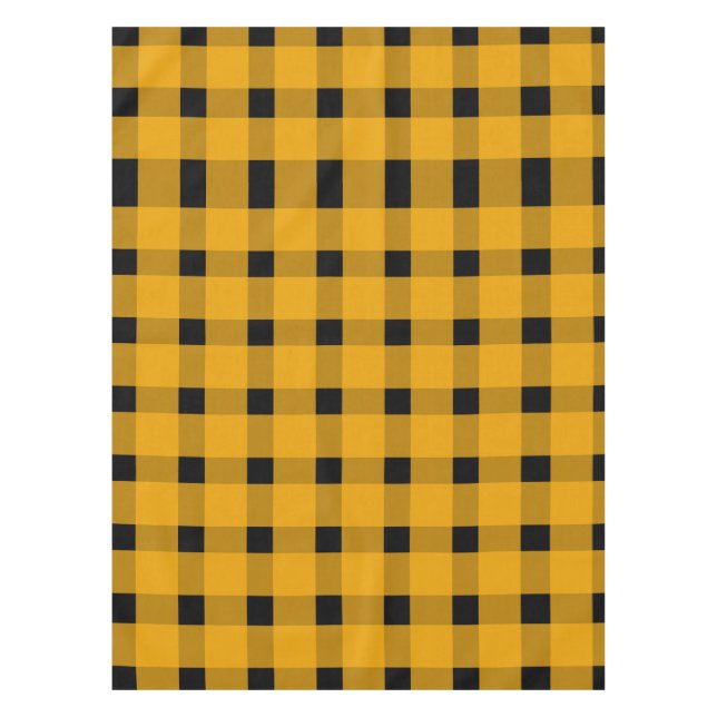 Yellow Black Gingham Pattern Tischdecke (Vorderseite)