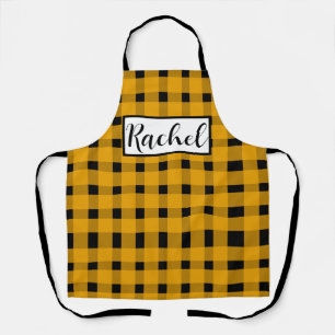 Yellow Black Gingham Personalisiert Schürze
