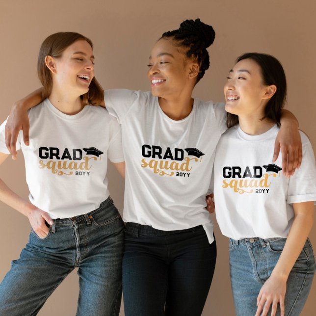 Yellow Black Grad Squad Add Year T-Shirt (Von Creator hochgeladen)