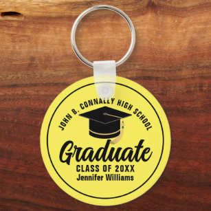 Yellow Black Graduate Custom 2023 Abschluss Schlüsselanhänger