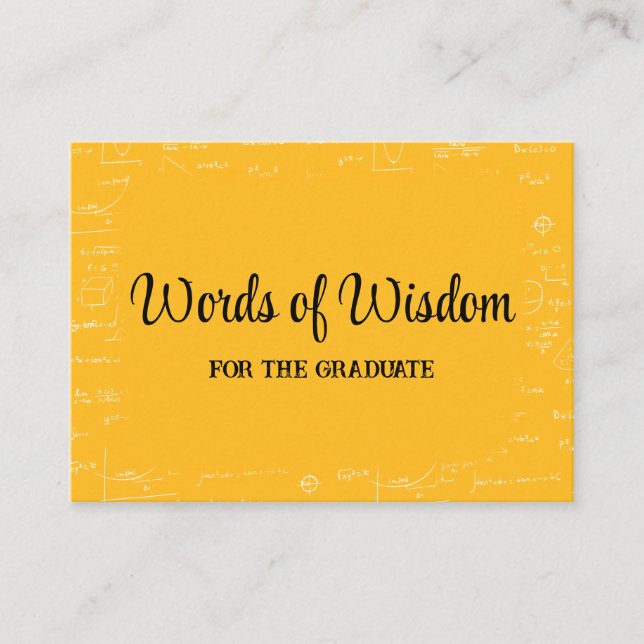 Yellow Black Graduate Words of Wisdom Advice Begleitkarte (Vorderseite)