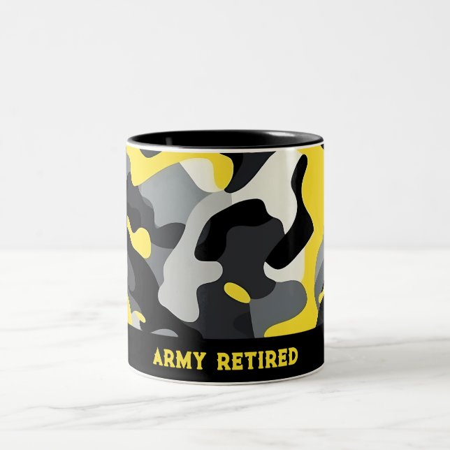 Yellow Black Gray Camouflage Tasse (Mittel)