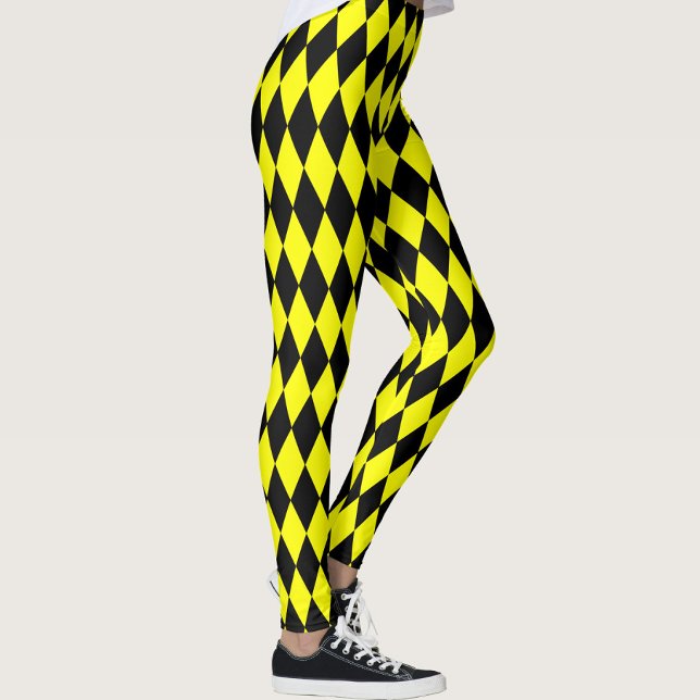 Yellow Black Harlequin Diamonds Checkers Design  Leggings (Von Creator hochgeladen)