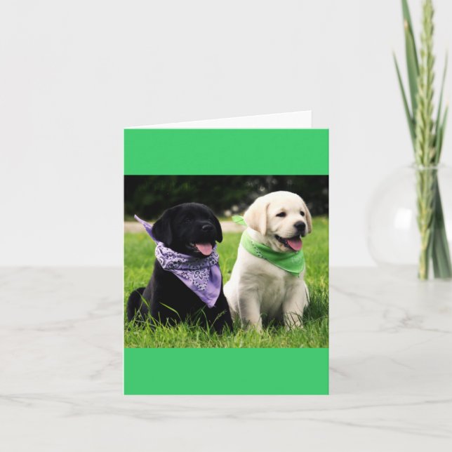 Yellow & Black Labrador Retriever Puppy Note Card Karte (Vorderseite)