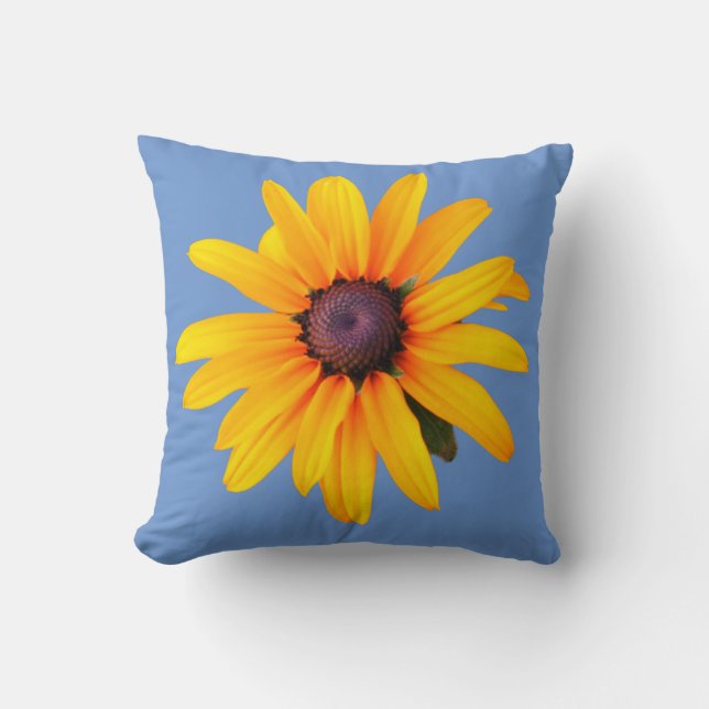 Yellow Black-Mit Augen Susan Blume Blue Spring Sum Kissen (Vorderseite)
