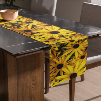Yellow Black Mit Augen Susans Floral Kurzer Tischläufer
