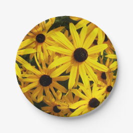 Yellow Black Mit Augen Susans Floral Pappteller