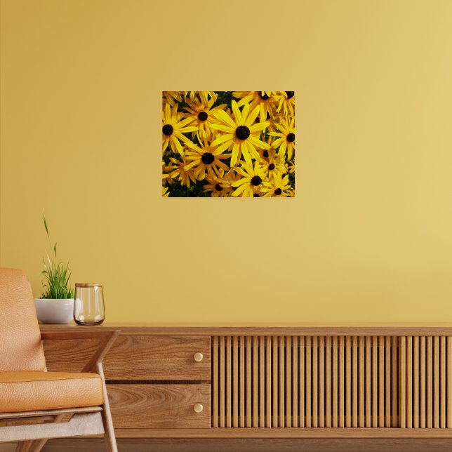 Yellow Black Mit Augen Susans Floral Poster (Wohnzimmer 2)