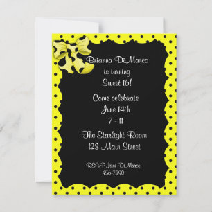 Yellow Black Polka Dot Invitation Einladung