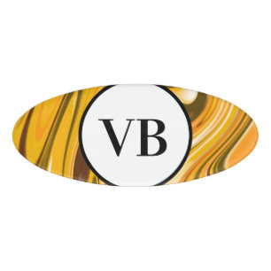 Yellow Black Pour Marmor Pour Marmor hinzufügen Na Namenschild