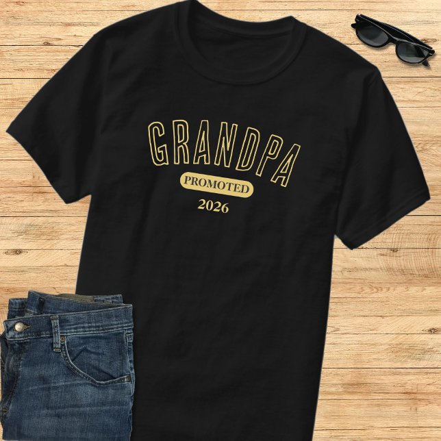 Yellow & Black Promoted To Grandpa Est. Year 2026 T-Shirt (Von Creator hochgeladen)