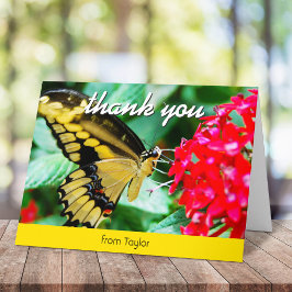 Yellow Black Schmetterling Foto Custom Dankeschön Dankeskarte