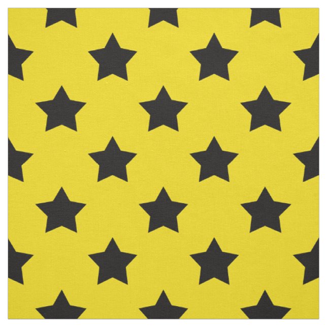 Yellow Black Stars Muster dekorativ Textil Stoff (Muster)