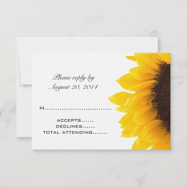 Yellow Black Sunflower Wedding RSVP Cards (Vorderseite)