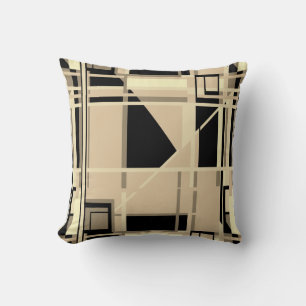 Yellow Black Taupe Rich Tan Abstrakt Labyrinth Kissen