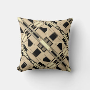 Yellow Black Taupe Rich Tan Diagonal Kleine Formen Kissen