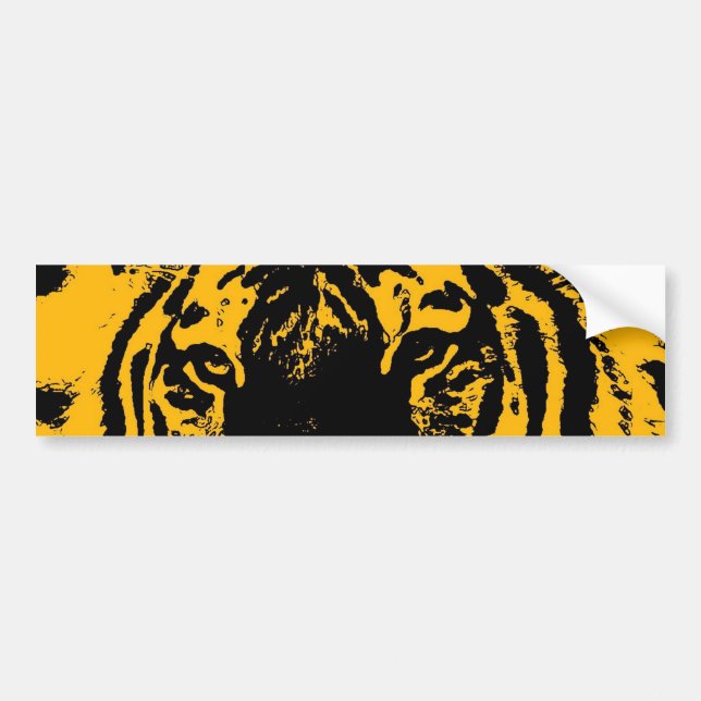 Yellow Black Tiger Eyes Pop Autoaufkleber (Vorne)