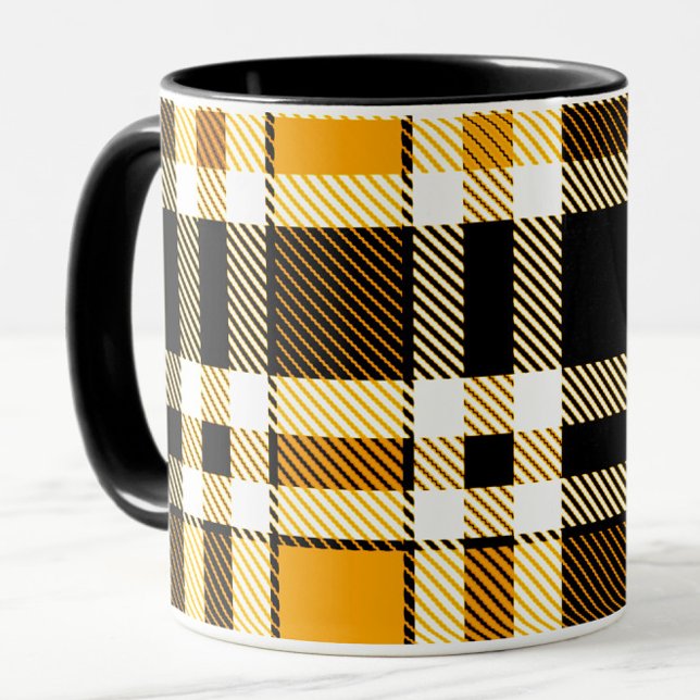 Yellow Black White Flannel Tartan Pattern Design  Tasse (Von Creator hochgeladen)