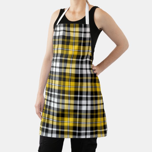 Yellow Black White Plaid Tartan Pattern Design  Schürze (InSitu)