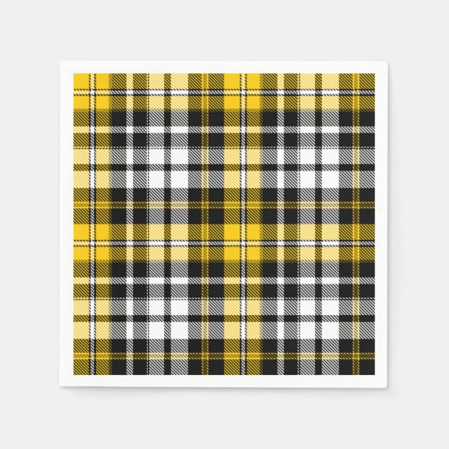 Yellow Black White Plaid Tartan Pattern Design  Serviette (Vorderseite)