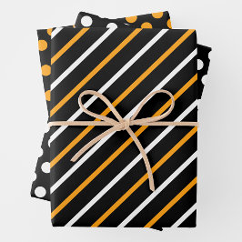 Yellow, Black & White Stripes & Polka Dots Bold Geschenkpapier Set