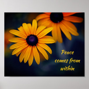 Yellow Blackeyed Susan Garden Blume Motivierend Poster