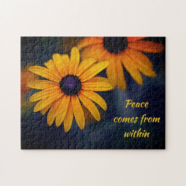 Yellow Blackeyed Susan Garden Blume Motivierend Puzzle (Horizontal)