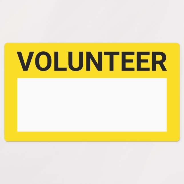 Yellow Blank Volunteer Abzeichen Etiketten (Design 1)