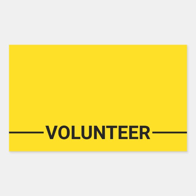 Yellow Blank Volunteer Rechteckiger Aufkleber (Vorderseite)
