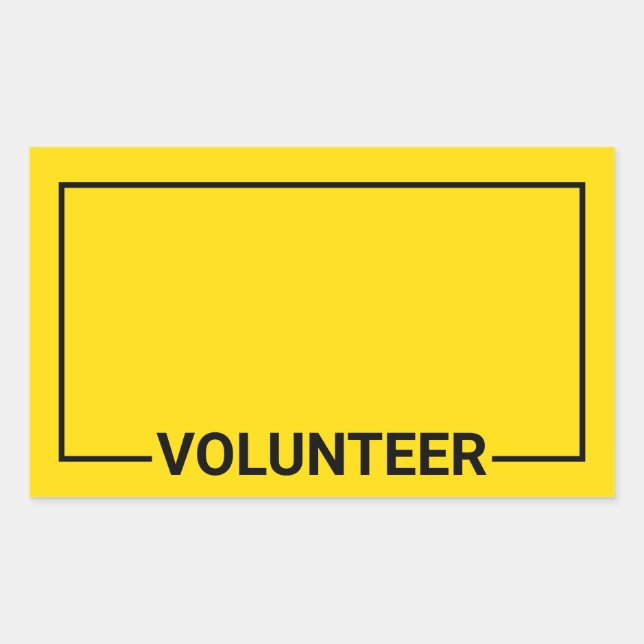Yellow Blank Volunteer Rechteckiger Aufkleber (Vorderseite)