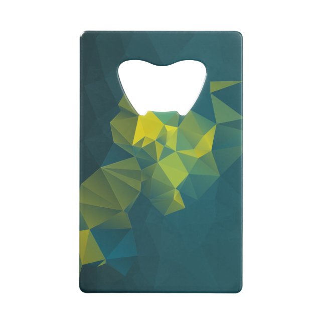 Yellow Blue Abstrakt Geometric Pyramid Pattern Kreditkartenflaschenöffner (Vorderseite)