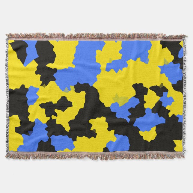Yellow Blue Black Abstract Design Decke (Vorderseite)