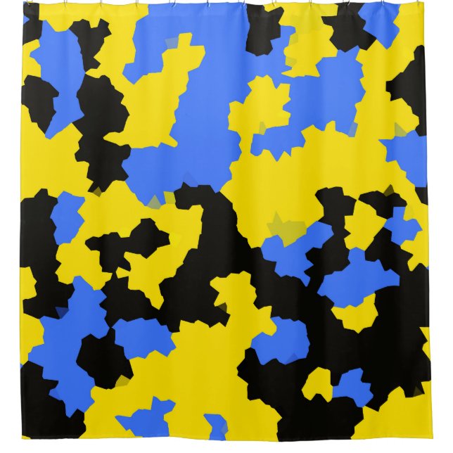 Yellow Blue Black Abstract Design Duschvorhang (Vorderseite)