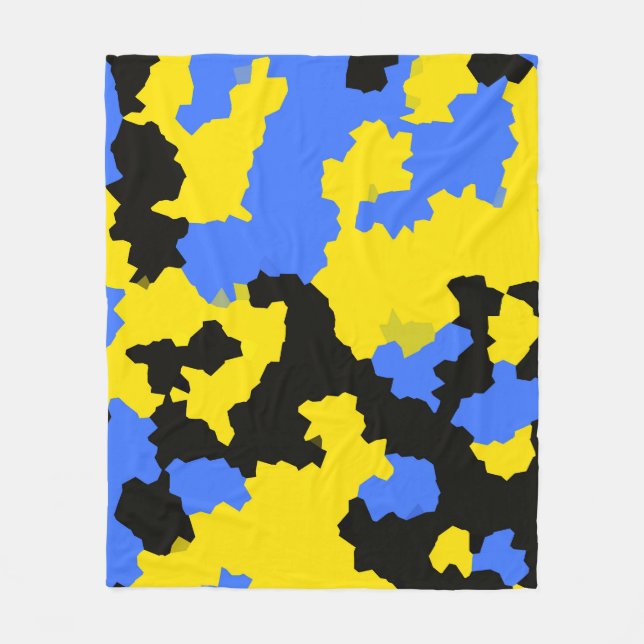 Yellow Blue Black Abstract Design Fleecedecke (Vorderseite)