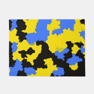 Yellow Blue Black Abstract Design Fußmatte