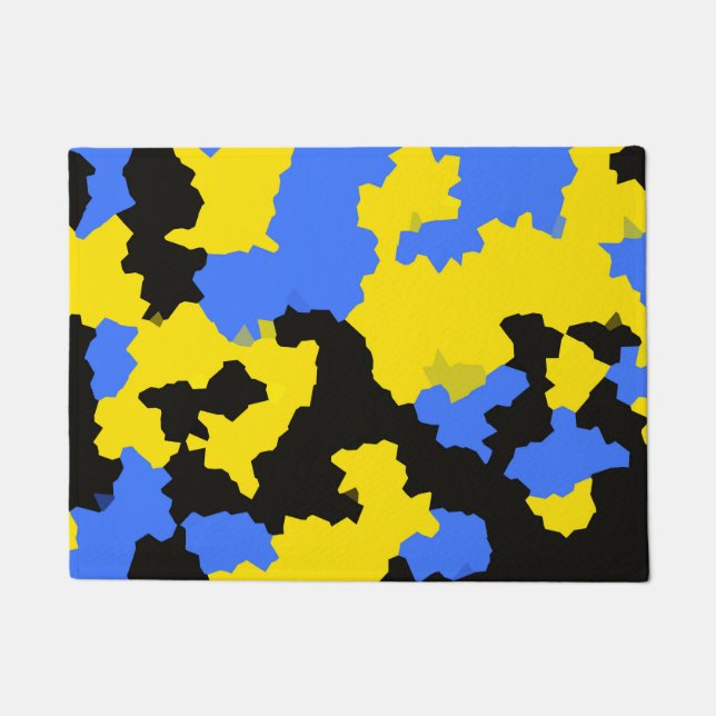 Yellow Blue Black Abstract Design Fußmatte (Vorderseite)
